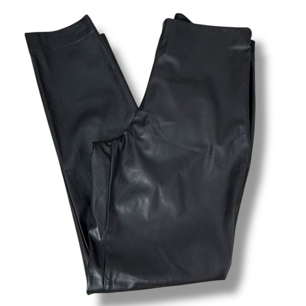 NWT French Connection Black Faux Leather Straight Leg Pants | Size 8